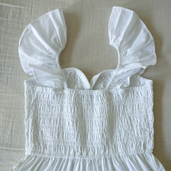 NWT Abercrombie & Fitch White Poplin Ruffle Strap Smocked Midi Dress Size XS - Picture 12 of 16